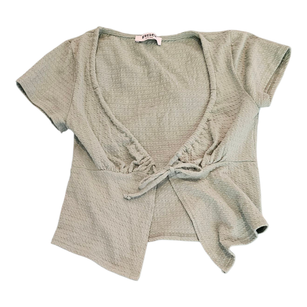 RSQ Short Sleeve Tie-Front Top in Light Sage